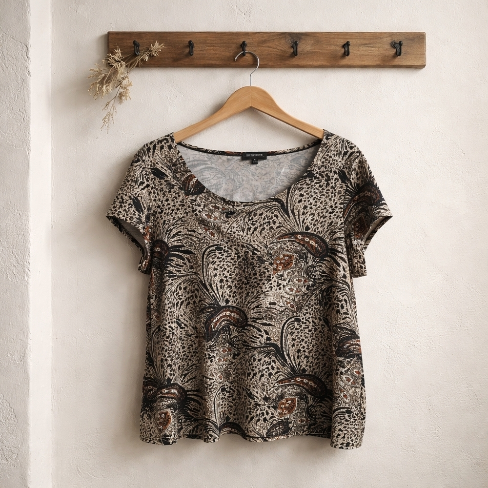 Notations Animal Print Short Sleeve Top